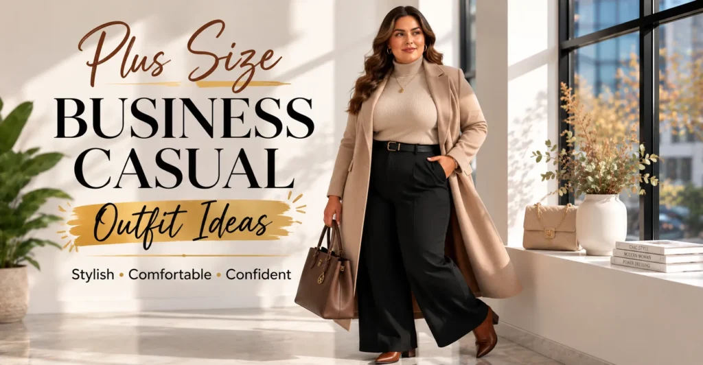 Plus Size Business Casual Outfit Ideas: 25 Effortless Looks for Work 9 Winter Plus Size Business Casual Outfit Ideas with wide-leg trousers and a turtleneck.