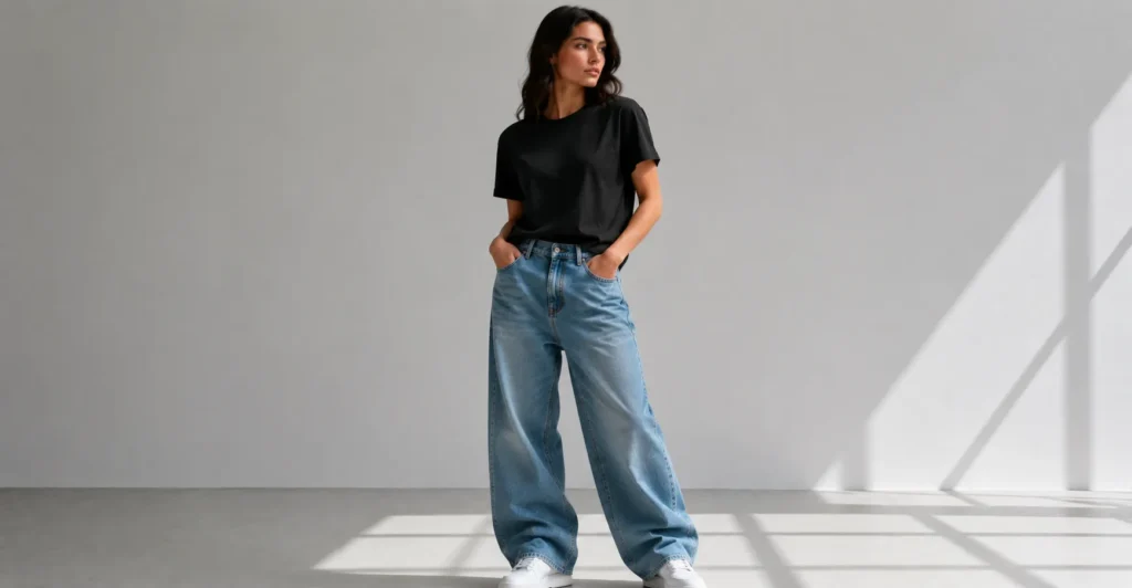 Casual oversized jeans outfit idea for everyday relaxed denim fashion.