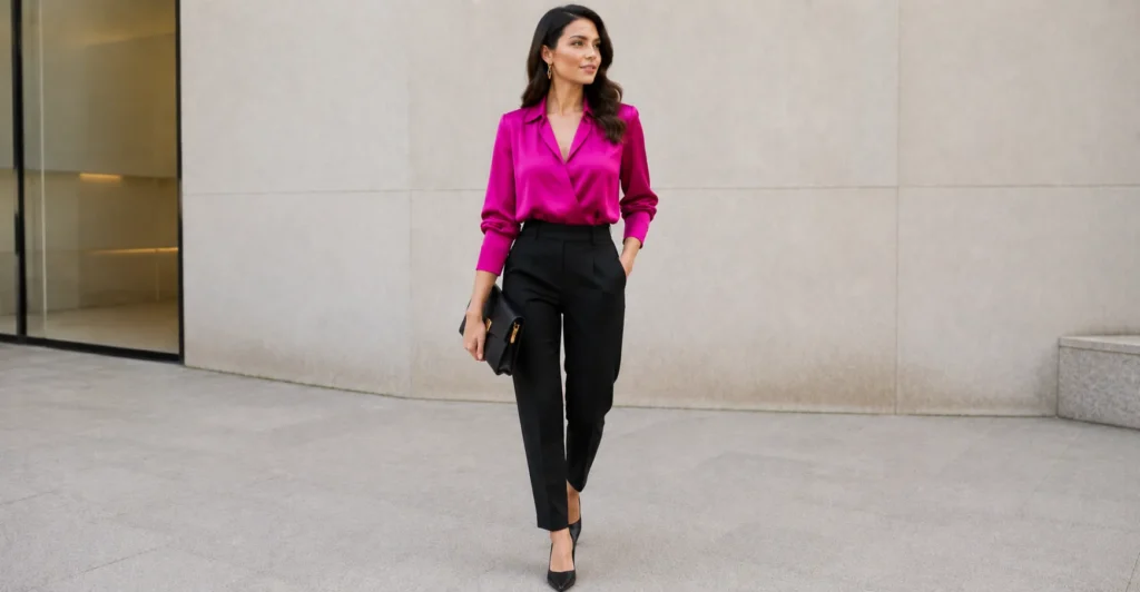 Pink and Black Outfit Ideas: 30+ Bold Looks for Any Occasion 10 Pink and Black Outfit Ideas featuring a bold fuchsia and black statement outfit