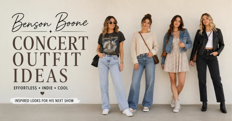 Benson Boone Concert Outfit Ideas featuring stylish indie-inspired concert outfits for women