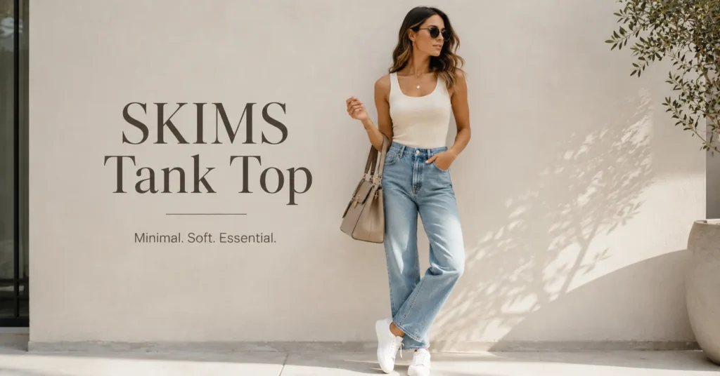 SKIMS Tank Top featuring a classic cotton rib tank outfit
