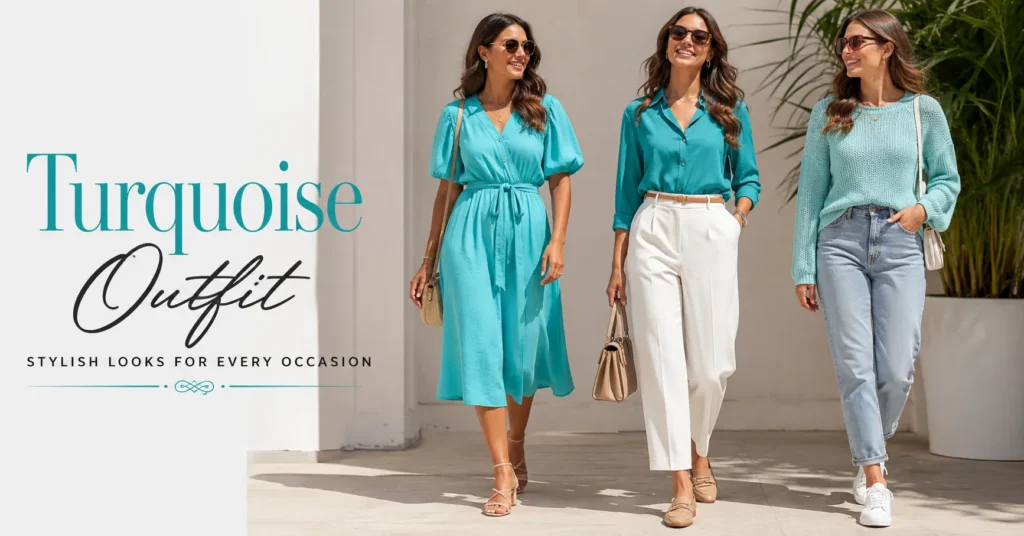Turquoise Outfit inspiration featuring stylish women's fashion ideas with dresses, blouses, and casual outfits.