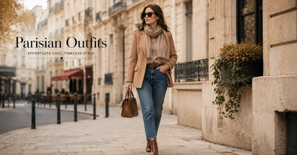 Parisian Outfits: The Ultimate Guide to Effortless French Style 6 Autumn Parisian Outfits with layered blazer, cashmere sweater and ankle boots