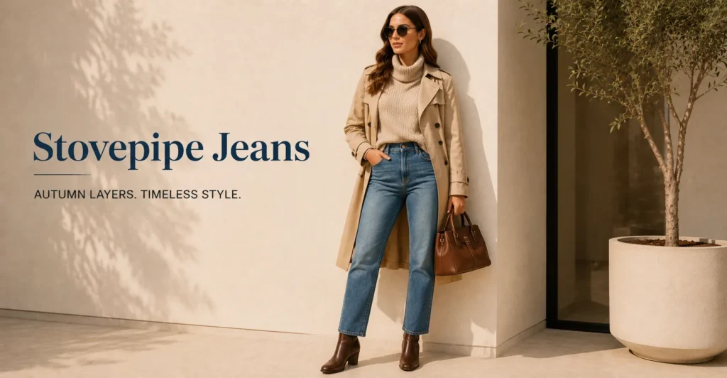 Stovepipe Jeans Explained: Powerful Fashion Tips & Outfit Ideas 13 Autumn outfit inspiration featuring cozy layers and classic stovepipe jeans styling