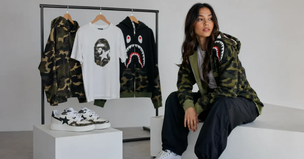 BAPE Outfit: The Ultimate Guide to Building an Iconic Streetwear Look 4 BAPE Outfit featuring signature streetwear pieces including a camo hoodie, graphic tee, and statement sneakers