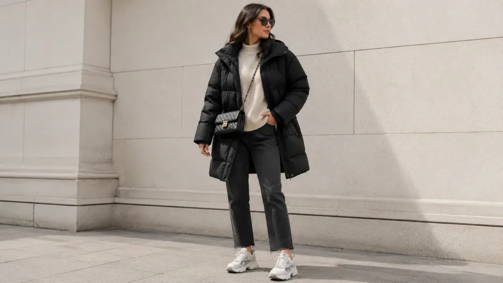 Black Coats Outfit Ideas: Classic, Casual & Dressy Looks to Try 5 Black Coats Outfit Ideas featuring a stylish black puffer coat for everyday winter wear