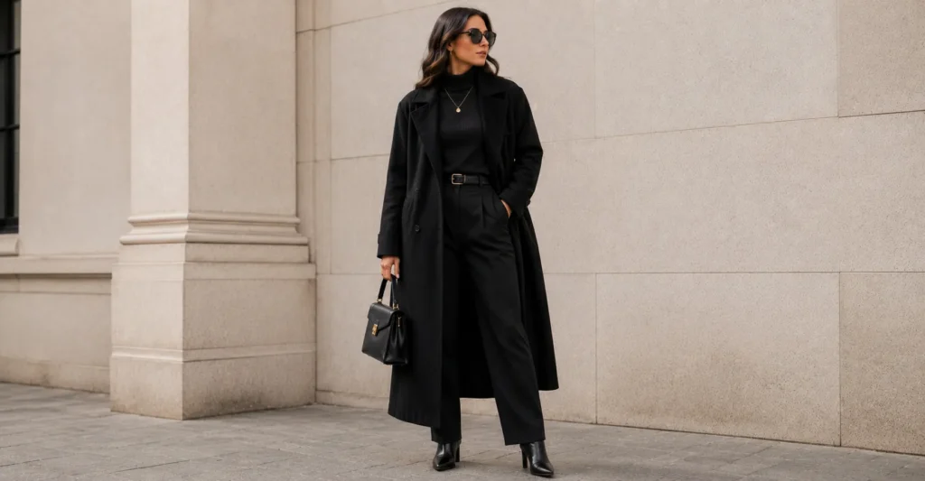 Black Coats Outfit Ideas: Classic, Casual & Dressy Looks to Try 7 Black Coats Outfit Ideas featuring an elegant all-black winter outfit