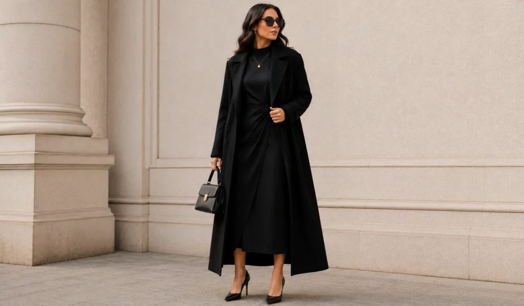 Black Coats Outfit Ideas: Classic, Casual & Dressy Looks to Try 12 Black Coats Outfit Ideas featuring elegant evening styling with a black coat
