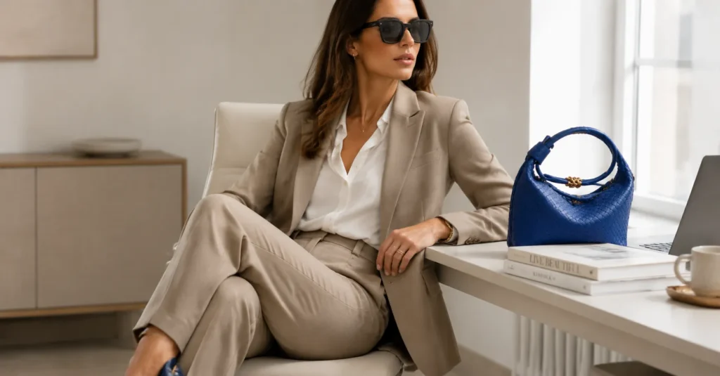 The Ultimate Blue Bottega Outfit Guide: Bold Ways to Wear Signature Color 5 Blue Bottega Outfit office styling with tailored suit and luxury blue accessory