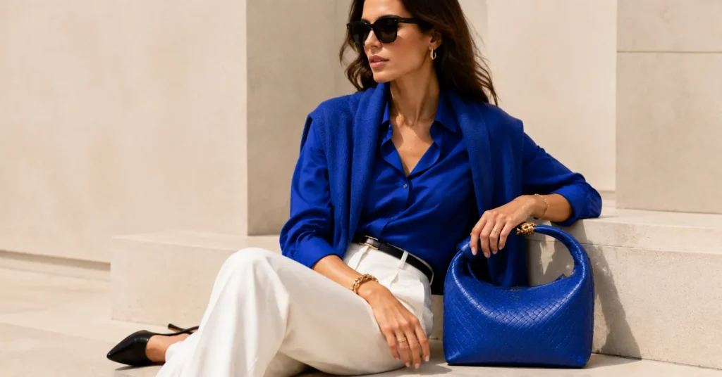 The Ultimate Blue Bottega Outfit Guide: Bold Ways to Wear Signature Color 7 Cobalt Blue Bottega Outfit featuring bold designer handbag styling and vibrant fashion