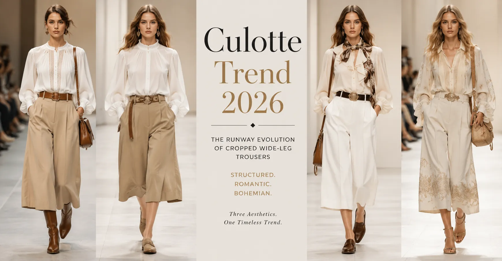 Home 12 Culotte Trend 2026 runway fashion showing modern cropped wide-leg trousers and luxury styling