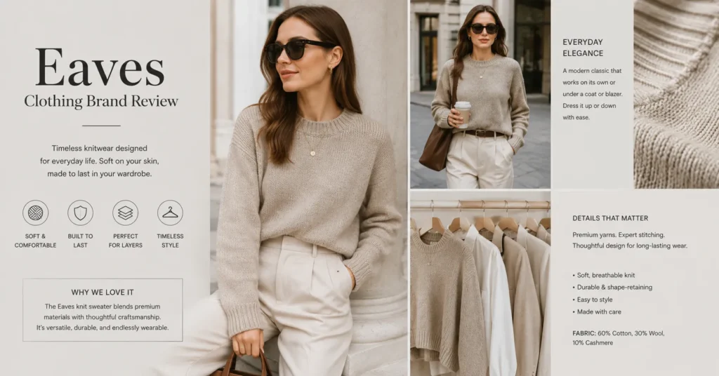 Eaves Clothing Brand Review featuring everyday knit sweater quality and styling