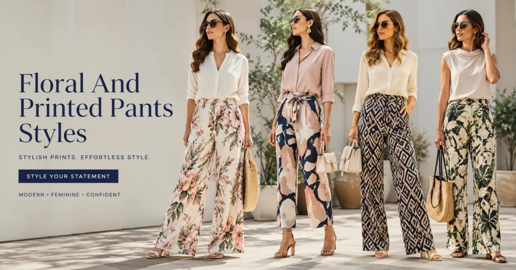 Floral and Printed Pants Styles: How to Wear Them With Confidence 2 Floral and Printed Pants Styles featuring elegant printed trousers and modern fashion inspiration