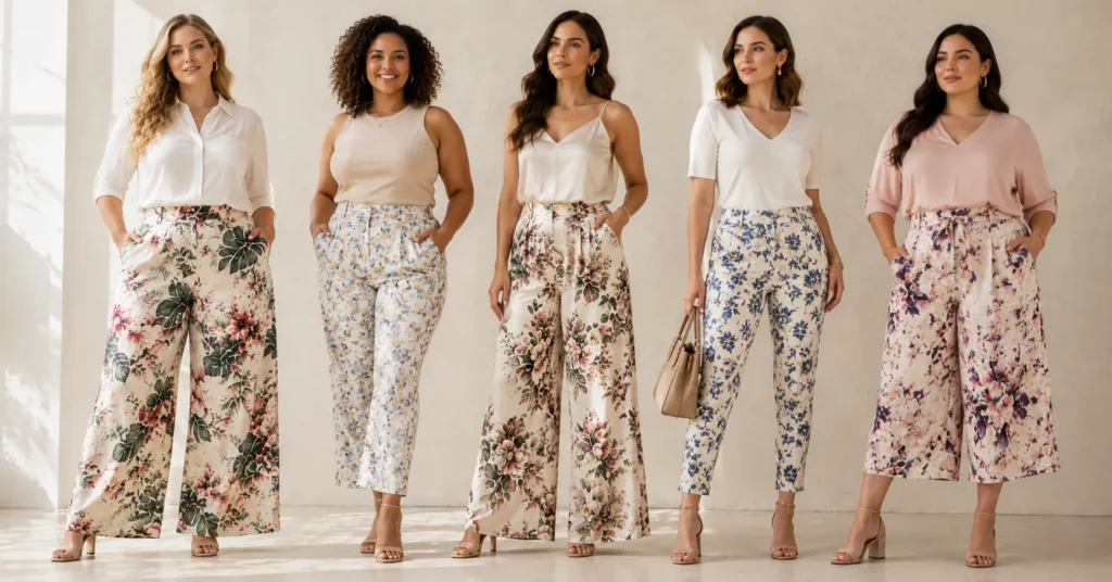 Floral and Printed Pants Styles: How to Wear Them With Confidence 17 Floral and Printed Pants Styles for different body types and flattering outfit ideas