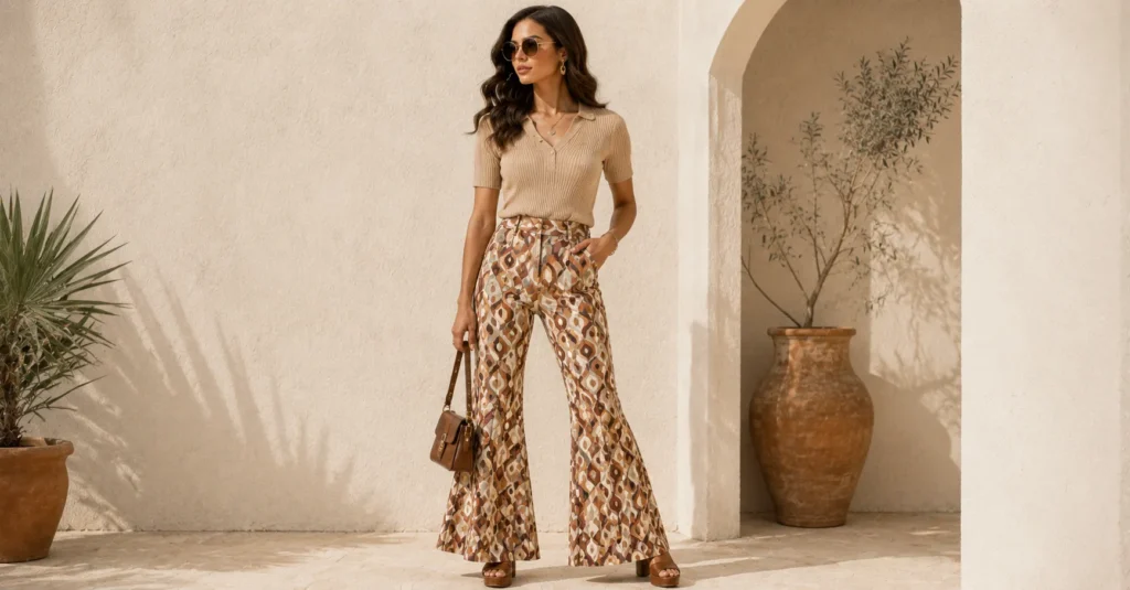 Floral and Printed Pants Styles: How to Wear Them With Confidence 21 Floral and Printed Pants Styles inspired by retro 70s fashion trends