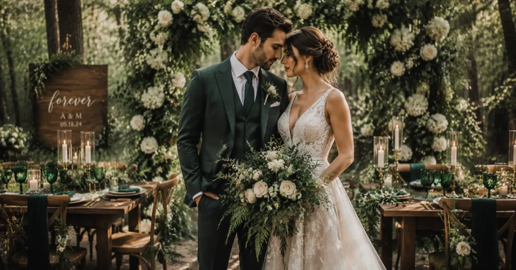 Moody Wedding Aesthetic: How to Create a Dark, Romantic Celebration 5 Forest and Emerald Green moody wedding aesthetic