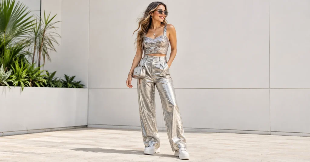 Kesha Concert Outfit Ideas for a Bold and Sparkly Look 4 Sparkling statement top Kesha Concert Outfit inspiration