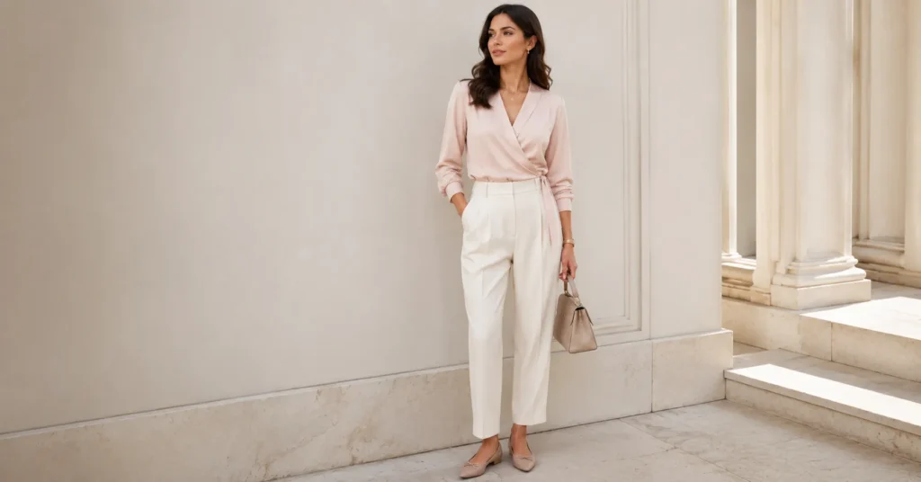 Libra Venus Outfits: How to Dress for Balance, Harmony, and Effortless Elegance 3 Woman wearing elegant Libra Venus Outfits inspired by Venus in Libra style.