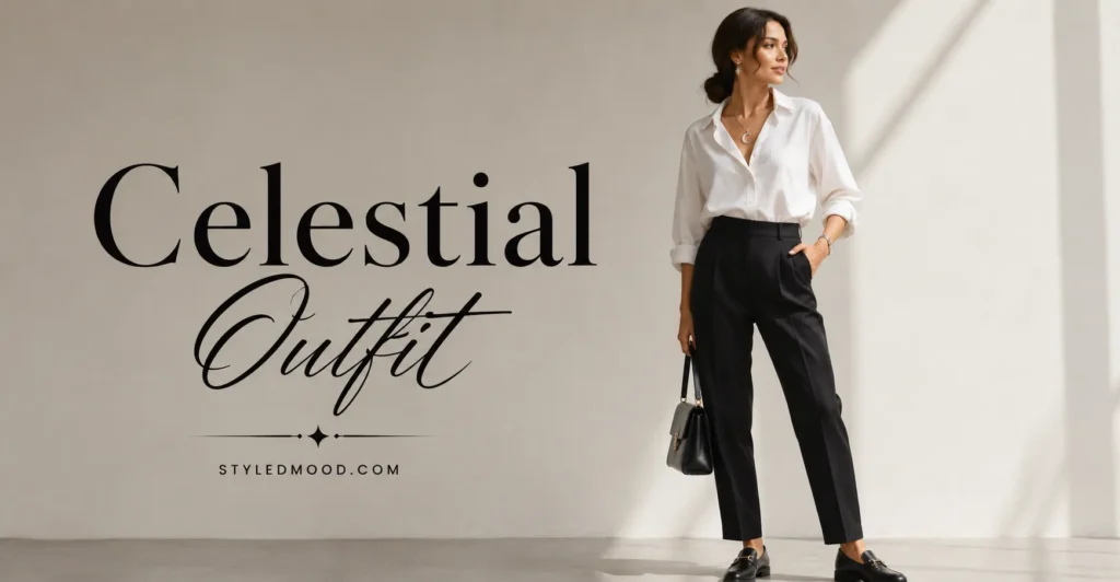 The Celestial Outfit Guide Stylists Wish You Had 3 Minimal Celestial Outfit styled with moon jewelry and timeless neutral clothing.