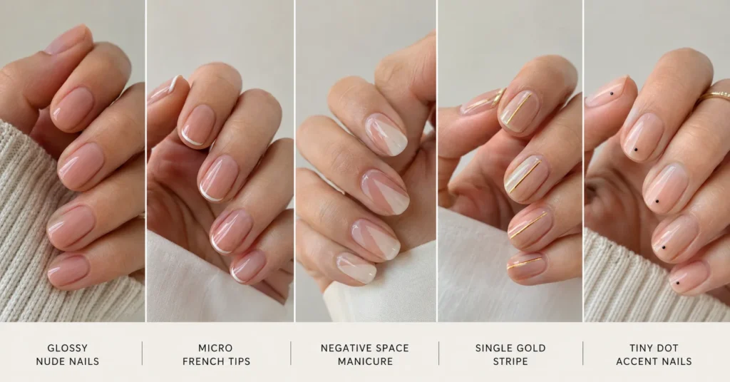 Minimal Nail Designs: Clean, Classy Nail Art That Never Goes Out of Style 13 Minimal Nail Designs inspiration featuring five elegant minimalist manicure ideas