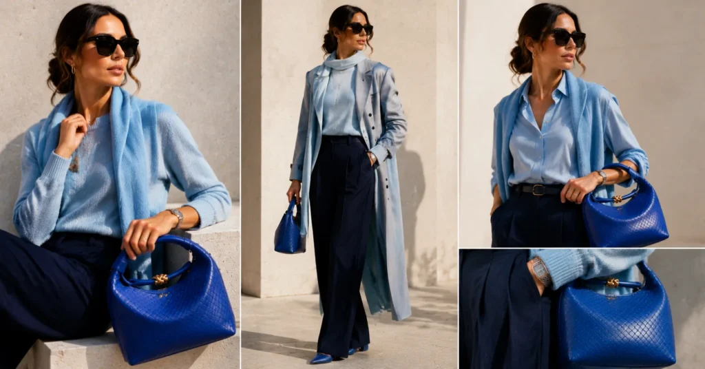 The Ultimate Blue Bottega Outfit Guide: Bold Ways to Wear Signature Color 12 Monochrome Blue Bottega Outfit featuring layered blue fashion pieces and luxury styling