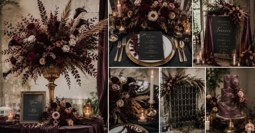 Moody Wedding Aesthetic: How to Create a Dark, Romantic Celebration 7 Moody Wedding Aesthetic florals and decor featuring dramatic flowers, candles, textures, and romantic wedding styling