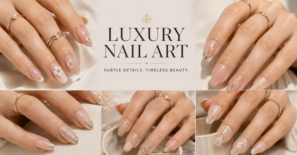 Nail Set Colors and Styles featuring elegant 3D embellished nail art