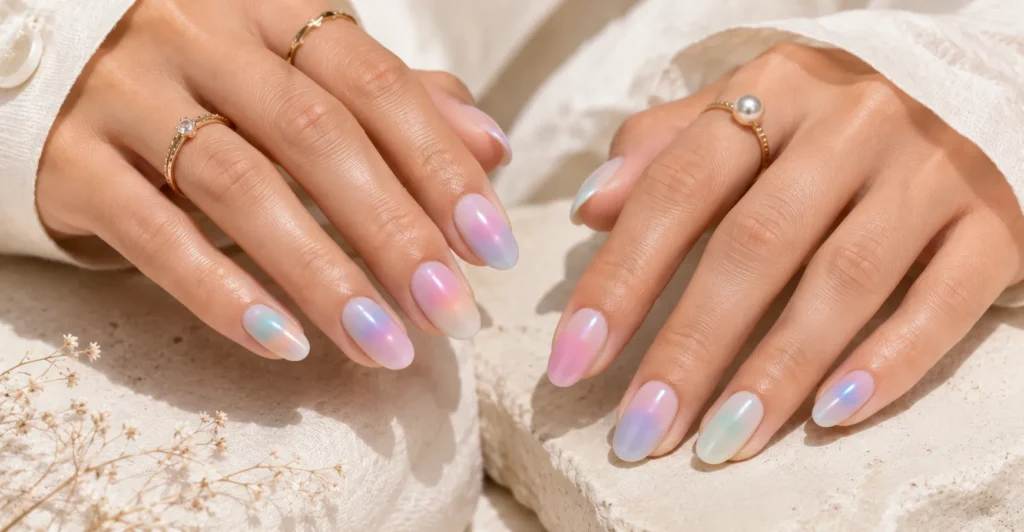 Nail Set Colors and Styles showcasing colorful aura nail designs