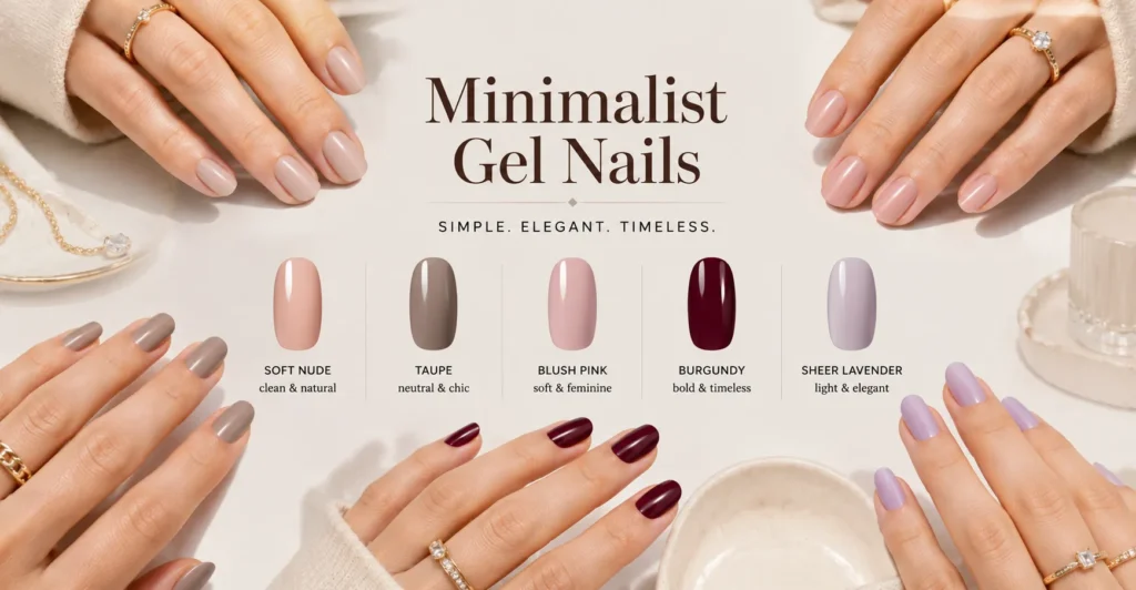Nail Set Colors and Styles with minimalist gel manicure inspiration