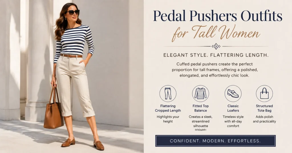 Pedal Pushers Outfits for tall women with classic cuffed cropped pants