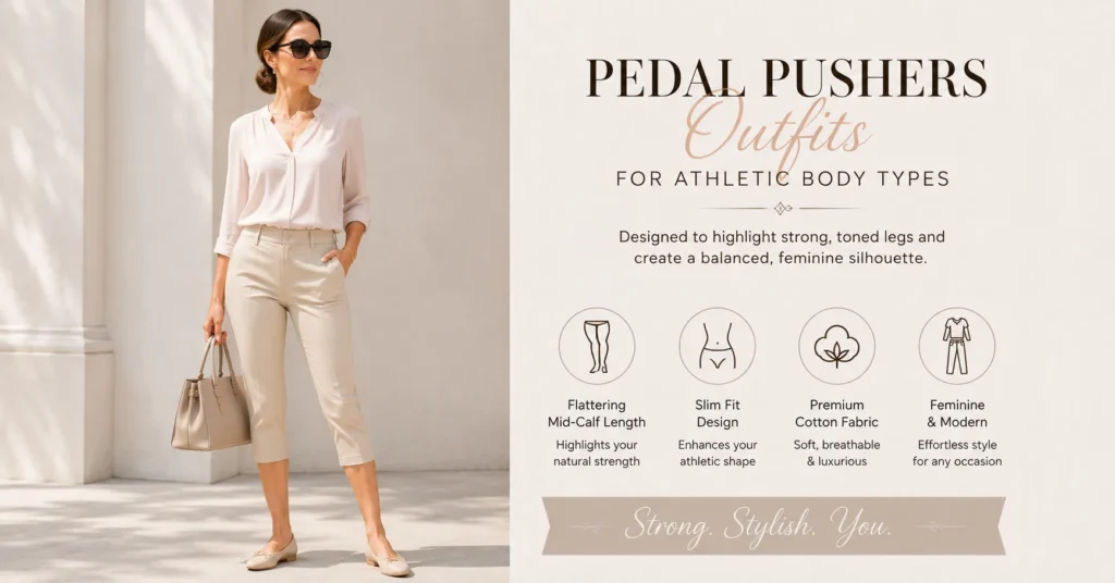 Pedal Pushers Outfits styled for athletic builds with a soft feminine blouse