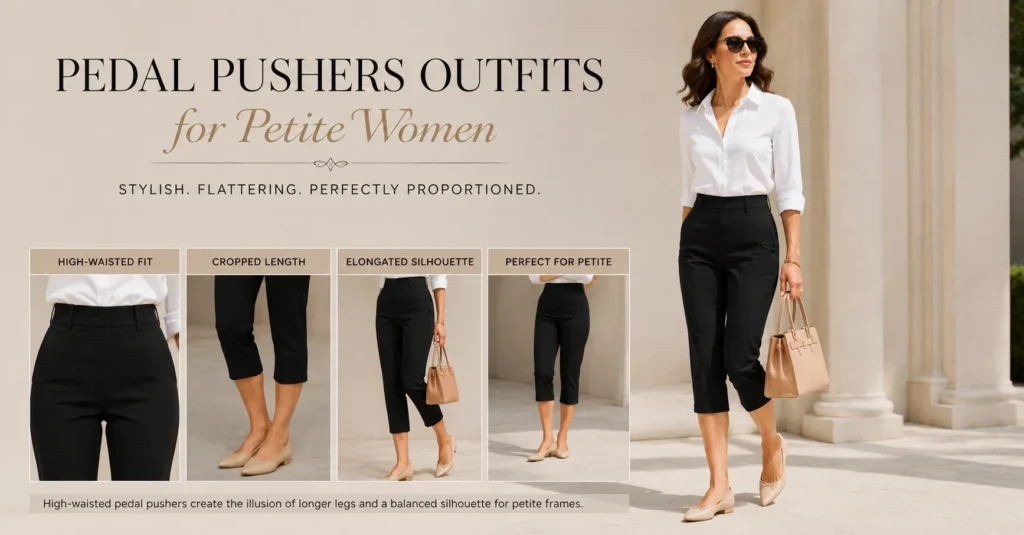 Pedal Pushers Outfits styled for petite figures with high-waisted cropped pants