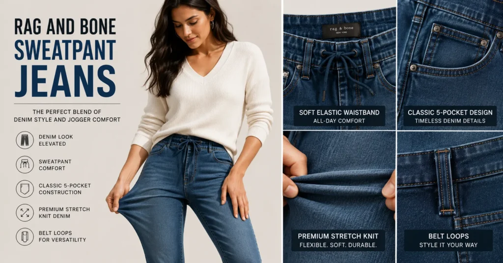 Rag and Bone Sweatpant Jeans: The Genius Hybrid That Redefines Everyday Denim 3 Rag and Bone Sweatpant Jeans showing premium stretch fabric and denim-inspired construction for women.