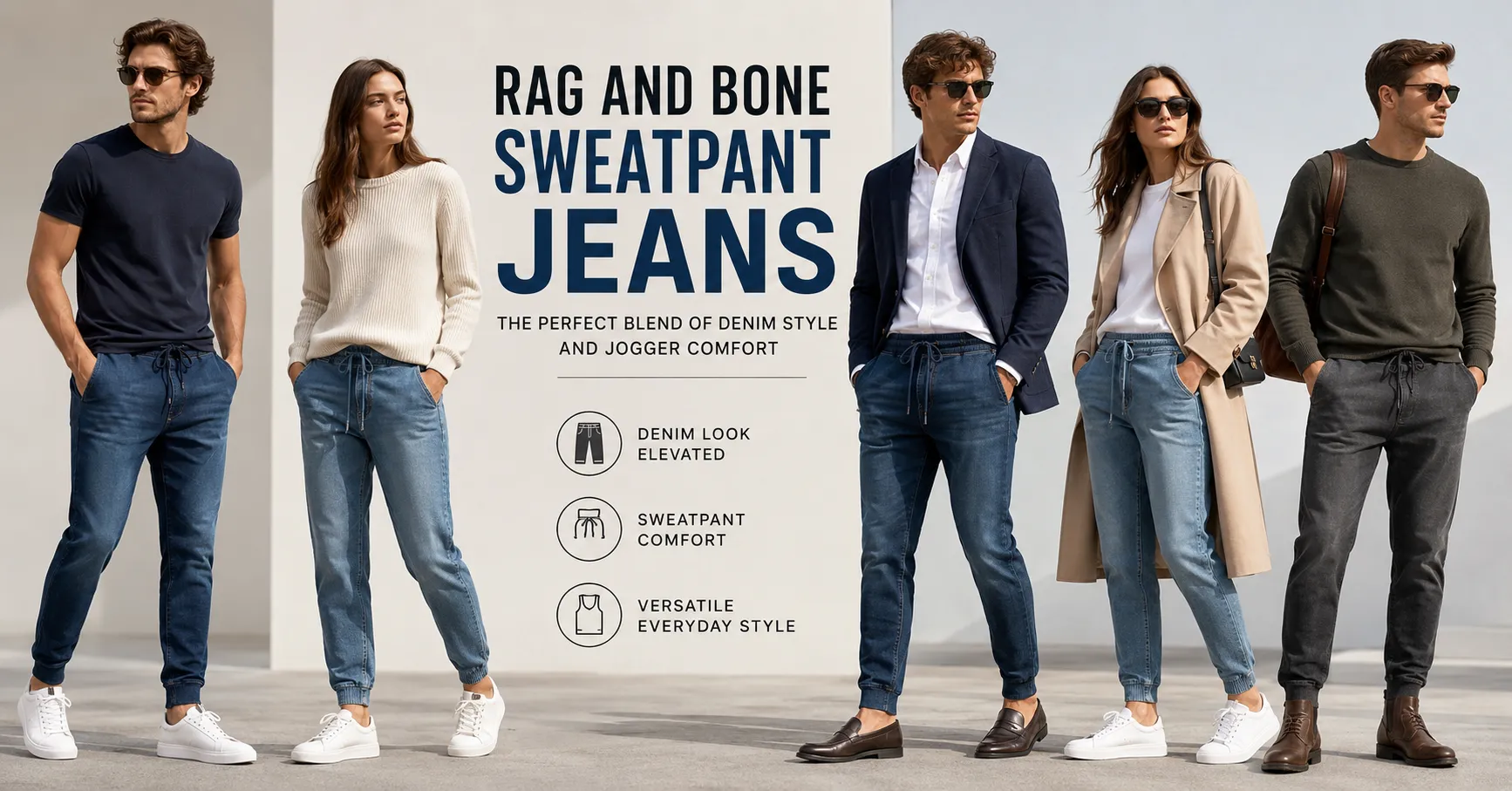 Rag and Bone Sweatpant Jeans styled in versatile smart casual outfits for modern everyday fashion