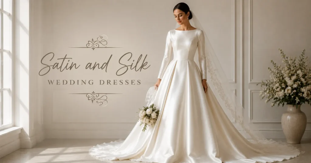 Satin and Silk Wedding Dresses: How to Choose the Right Fabric for Your Big Day 9 Satin and Silk Wedding Dresses featuring a luxurious bridal gown with elegant fabric texture and timeless wedding style