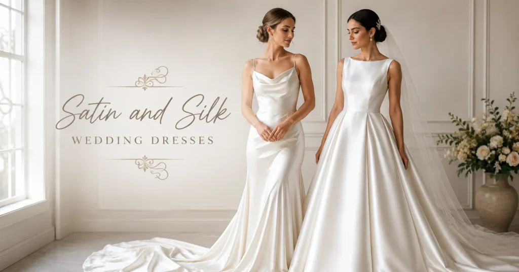 Satin and Silk Wedding Dresses: How to Choose the Right Fabric for Your Big Day 3 Satin and Silk Wedding Dresses comparison showing the difference between silk fabric and satin bridal gown textures
