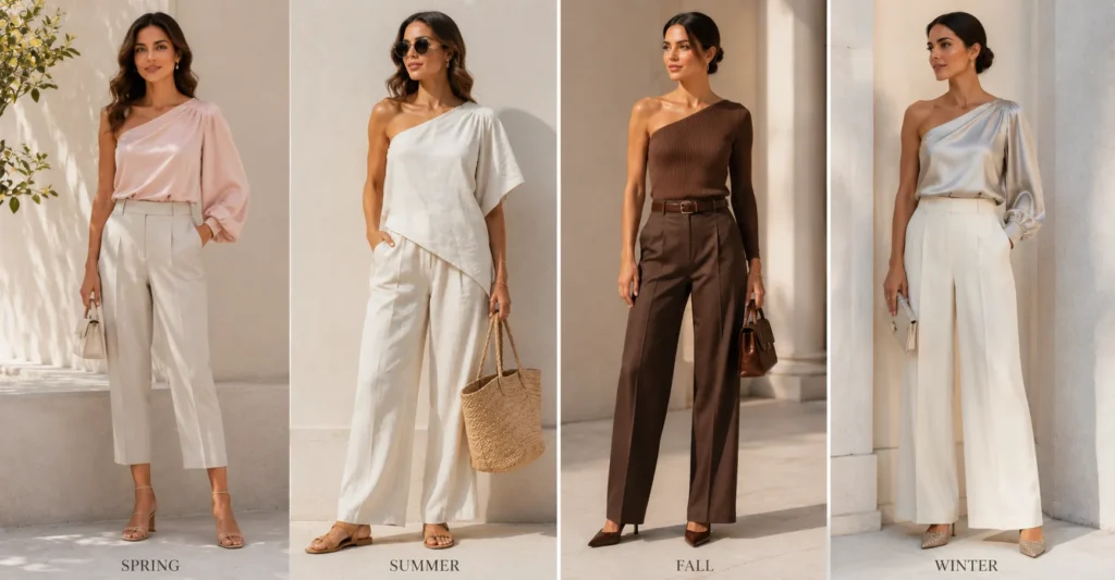 The Complete Asymmetrical Top Outfit Guide: Styling That Actually Works 9 Seasonal Asymmetrical Top Outfit ideas for spring, summer, fall, and winter styling.