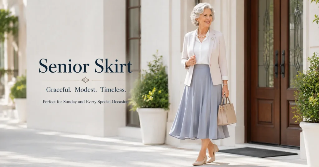 Senior Skirt church outfit featuring elegant modest style for mature women