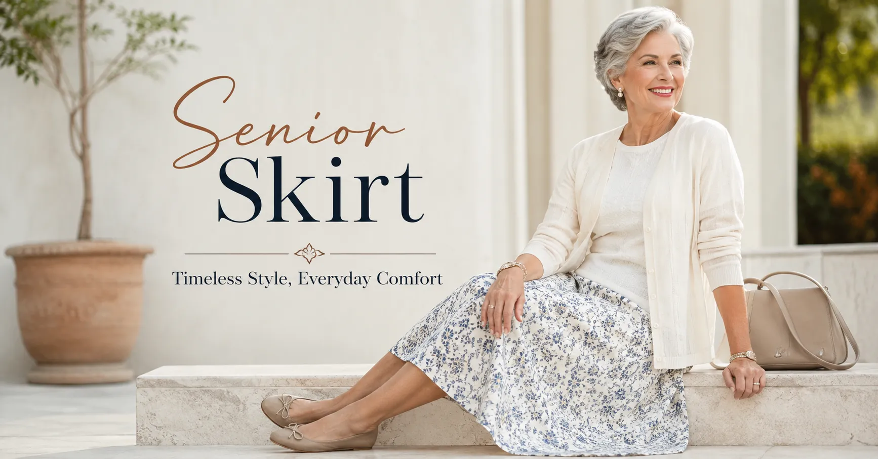 Senior Skirt outfit featuring elegant and comfortable fashion for mature women