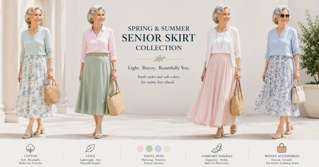 Senior Skirt spring and summer outfits featuring breathable elegant seasonal fashion
