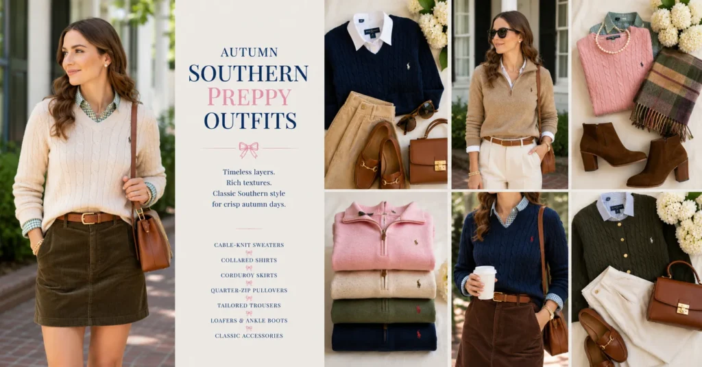 The Ultimate Southern Preppy Outfits Guide: Timeless Style for Every Season 8 Southern Preppy Outfits autumn styling featuring sweaters skirts and classic layered fashion
