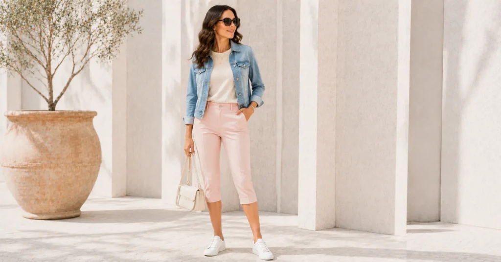 Spring Pedal Pushers Outfits with pastel colours and lightweight layers