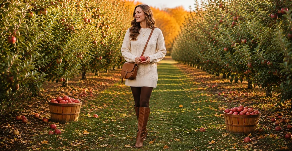 Stunning Apple Picking Outfit Ideas for a Perfect Fall Day 4 Apple Picking Outfit Ideas featuring a cozy sweater dress for the orchard.