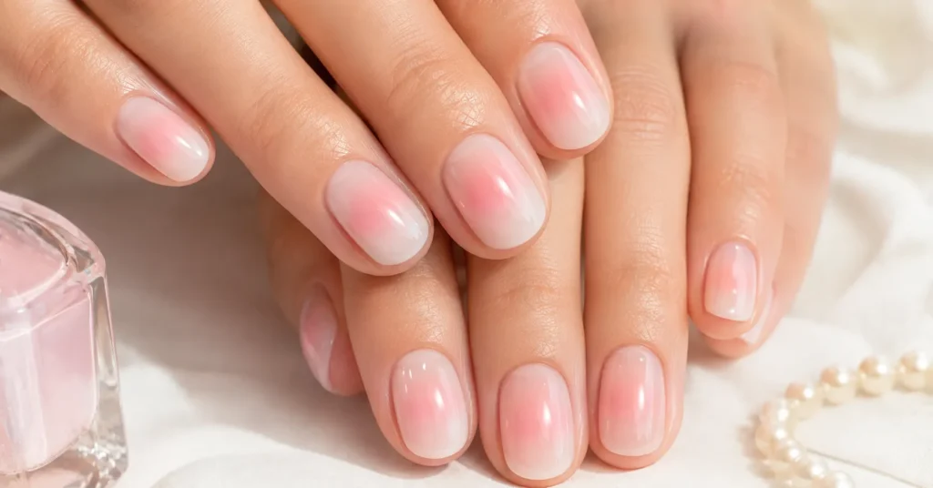 Aura Nails Ideas: 30 Dreamy Designs to Glow With in 2026 4 Aura Nails Ideas featuring a soft baby pink halo on translucent nails