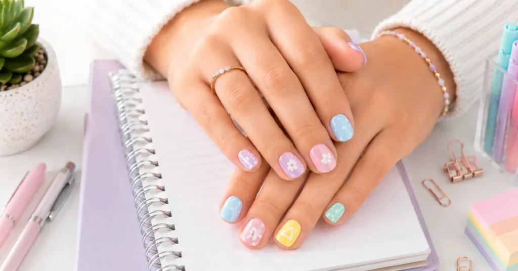 Back to School Nails: Stunning Designs for Every Style 12 Back to School Nails with tiny dots dashes and simple nail art