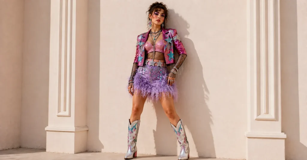 Chappell Roan Concert Outfit Ideas: Bold, Campy Looks for Every Fan 9 Chappell Roan Concert Outfit Ideas featuring layered textures with sequins and feathers