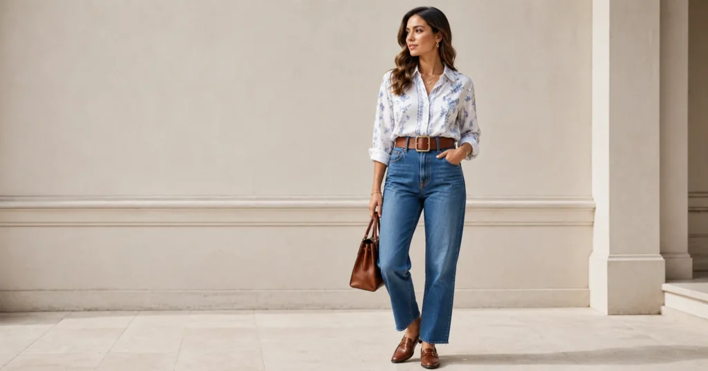 12 Stunning Chunky Belt Outfit Ideas to Elevate Your 2026 Wardrobe 3 Chunky Belt Outfit Ideas with high-waisted jeans and a printed cotton shirt
