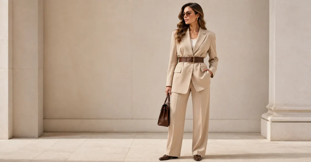 12 Stunning Chunky Belt Outfit Ideas to Elevate Your 2026 Wardrobe 4 Chunky Belt Outfit Ideas featuring a belted oversized blazer for a polished office look