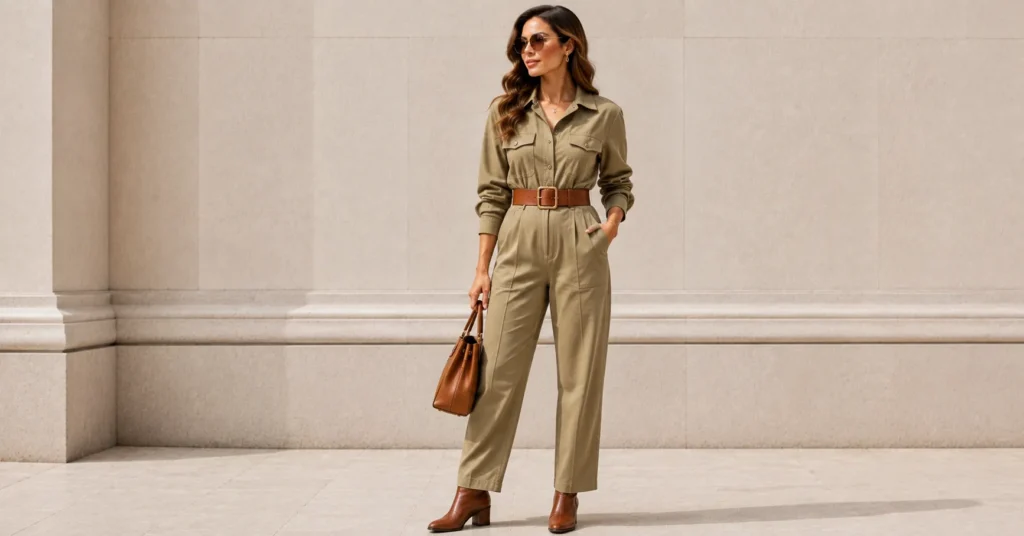 12 Stunning Chunky Belt Outfit Ideas to Elevate Your 2026 Wardrobe 11 Chunky Belt Outfit Ideas with a tailored utility jumpsuit and statement belt