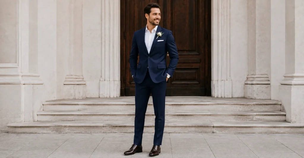 Effortless Courthouse Wedding Outfit Ideas for Every Style 8 Courthouse Wedding Outfit Ideas featuring a tailored groom suit.